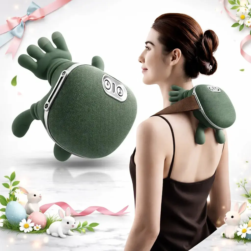 Portable Neck Massager, Heated Back Massage Pillow, Electric Pressure Point Massager, 3 Modes, 2 Heating Levels, 4D Deep Tissue Relief