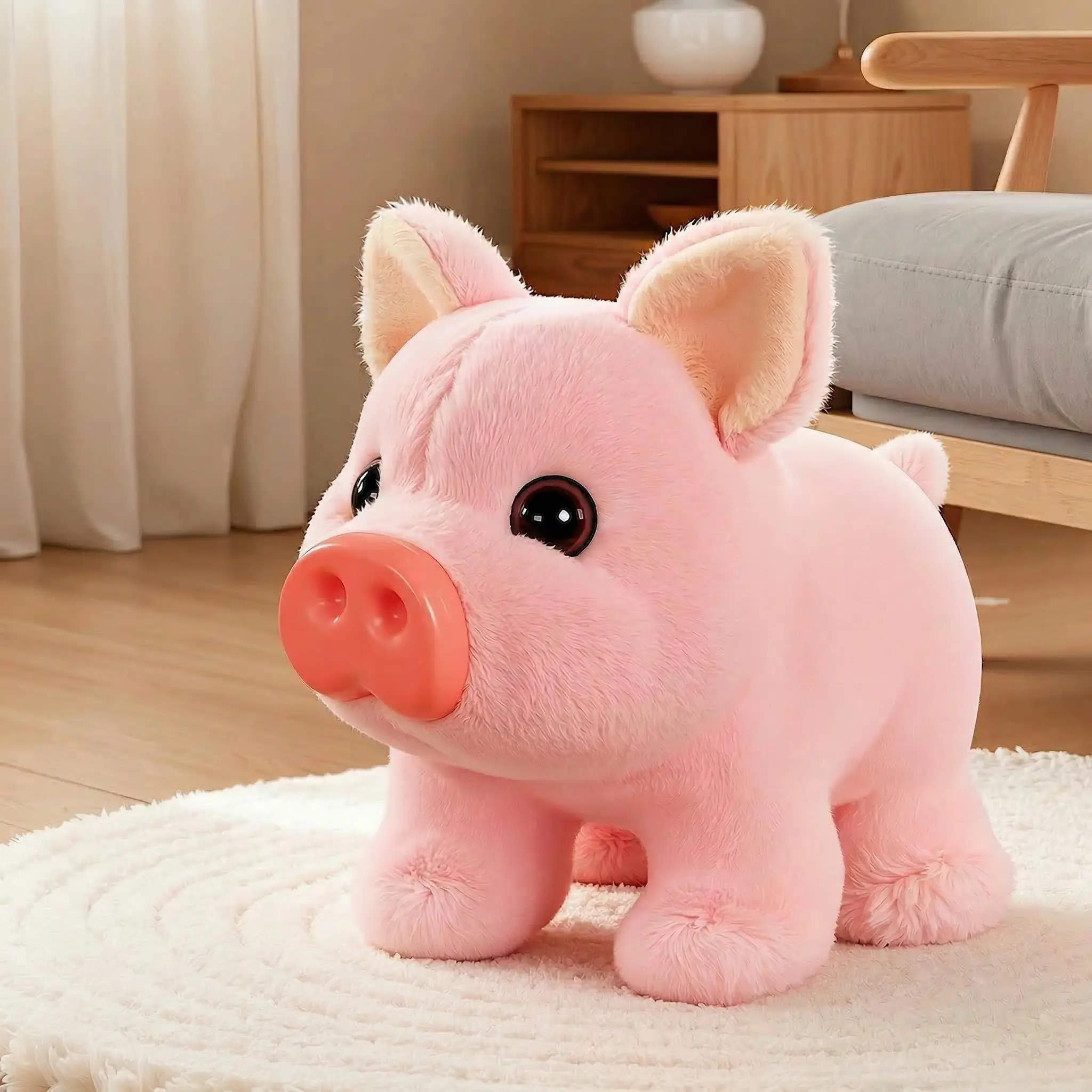 Cute Electric Walking Oink Pig Plush Toy Interactive Sound Piggy Stuffed Animal Kids Gift