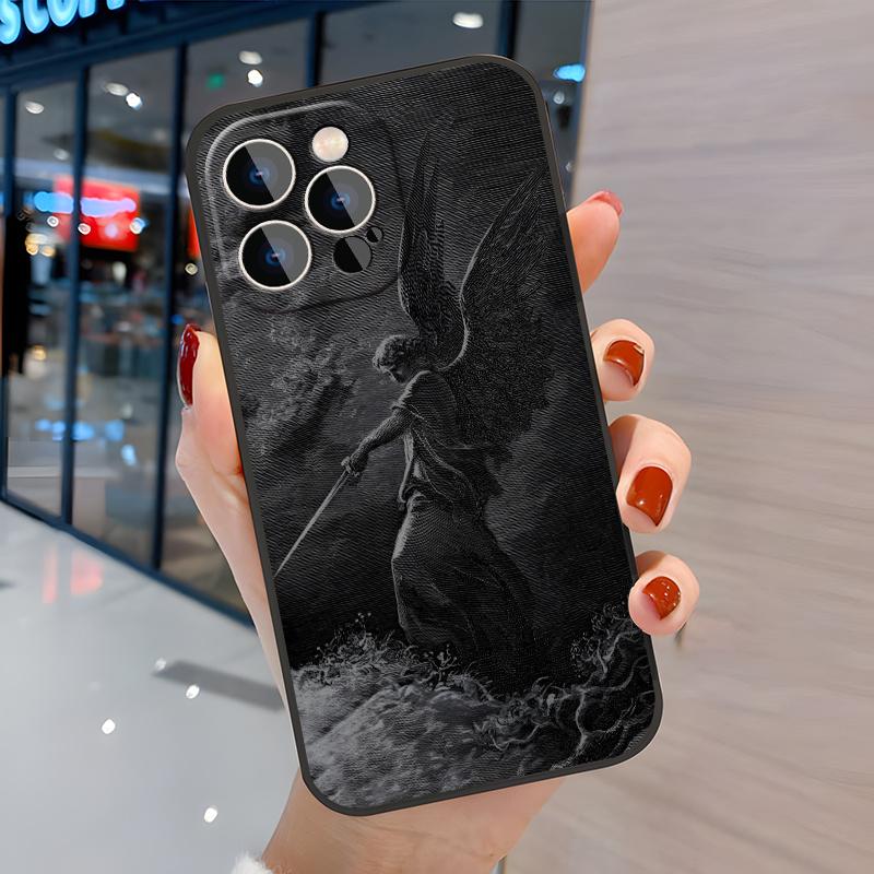 Unique Warrior Angel Darkness Aesthetic Phone case for iPhone 16 Pro Max 15 Plus 14 13 12 11 XR XS  Shockproof Silicone TPU Bumper Drop Protection Cover
