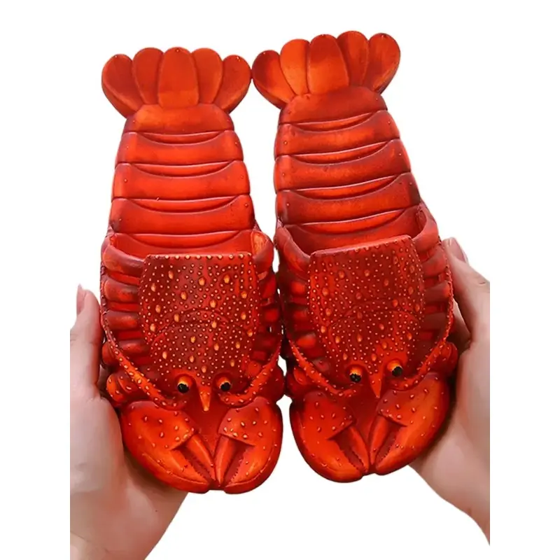 New Men's Lobster Design Slippers, Fun Slippers, Non-Slip Soft-Soled Slippers for Home, Bathroom, Outdoor, and Beach, Couple's Slippers