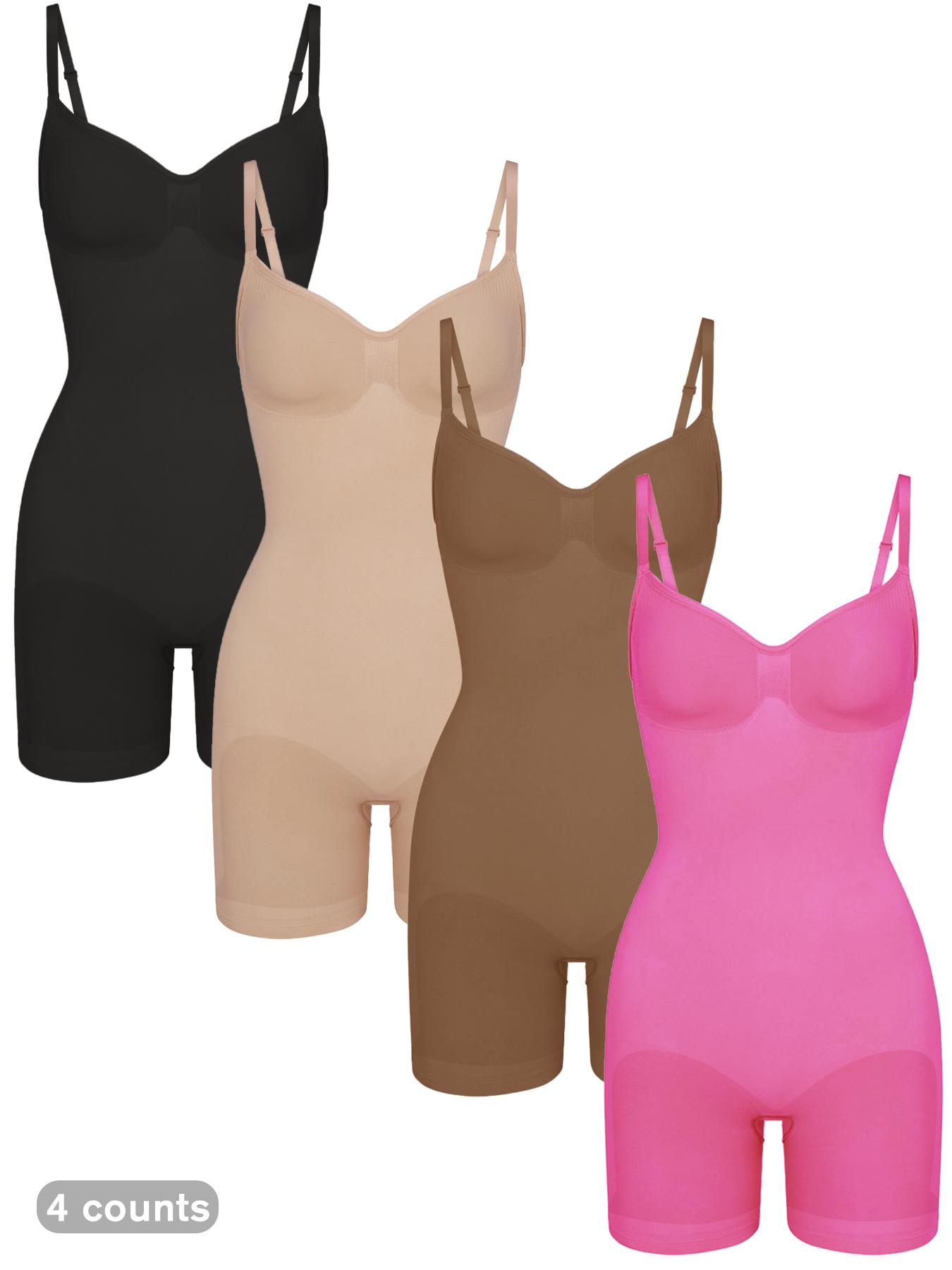 Women's Solid Adjustable Strap Scoop Neck Shapewear Jumpsuits , High Stretch Tummy Control Butt Lifting Shaper, Women's Shapewear for All Seasons