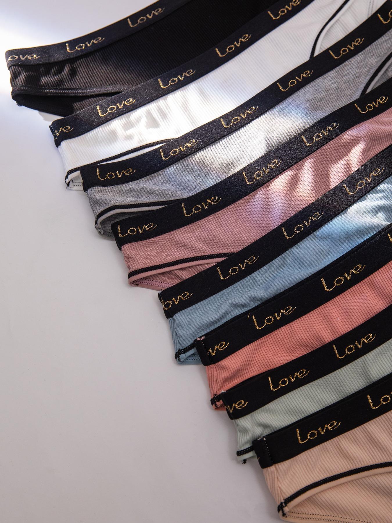 Women's Letter Print Contrast Binding Panty, Regular Fit Lady Soft Comfy Pastel Breathable Knicker for Daily Wear, Women's Comfort Underwear for Fall, Womenswear Panties