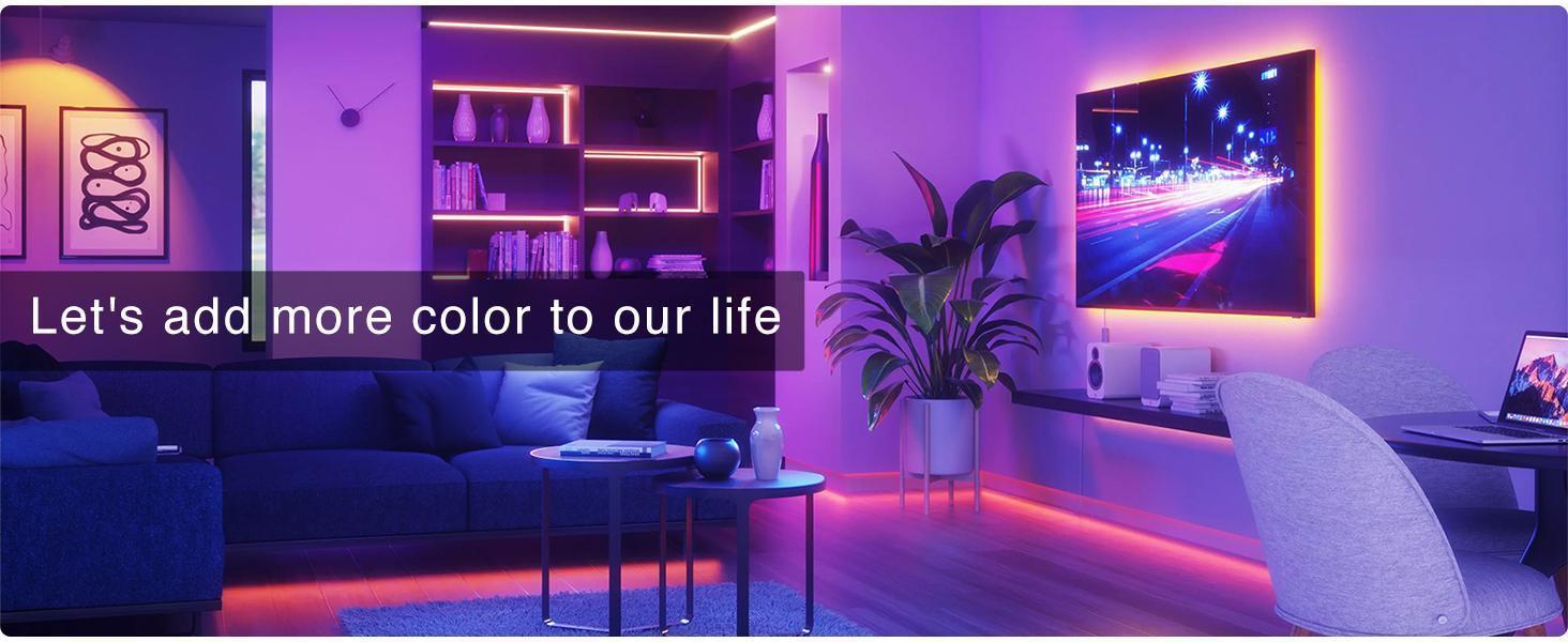 LED Strip Lights 130ft Lights Strip for Bedroom, Desk, Indoor Room Bedroom Brithday Gifts RGB Decor with Remote and 24V Power Supply