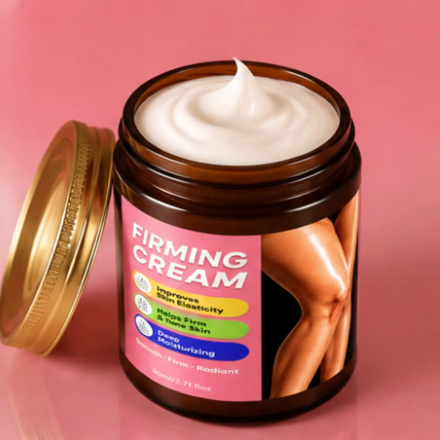Firming Cream, Improves Skin Elasticity, Helps Firm & Tone Skin, Deep Moisturizing, for legs, Smooth, Firm, Radiant, 80ml/2.71 floz