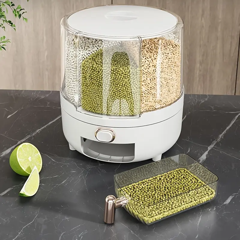 1PCS Large Capacity Grain Storage Container Moisture Proof Pest Control Reusable Plastic Dispenser for Rice Cereal Flour Pet Food Space Saving Multi Use Kitchen Essential