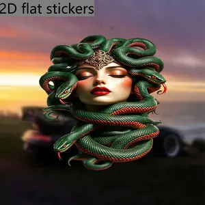 2D Flat Sticker- PVC material 2D flat sticker, exquisite green snake pattern, suitable for vehicles, laptops, and other items- self-adhesive and removable- suitable for glass, metal, and ceramic materials