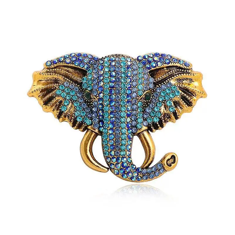 Vintage Crystal Elephant Exquisite Sparkling Brooch Pin, Luxurious Fashion Design, Elegant Animal Sparkle Accessory for Men and Women, Bead, Jewelry, Lapel Brooch, Fashion Accessory