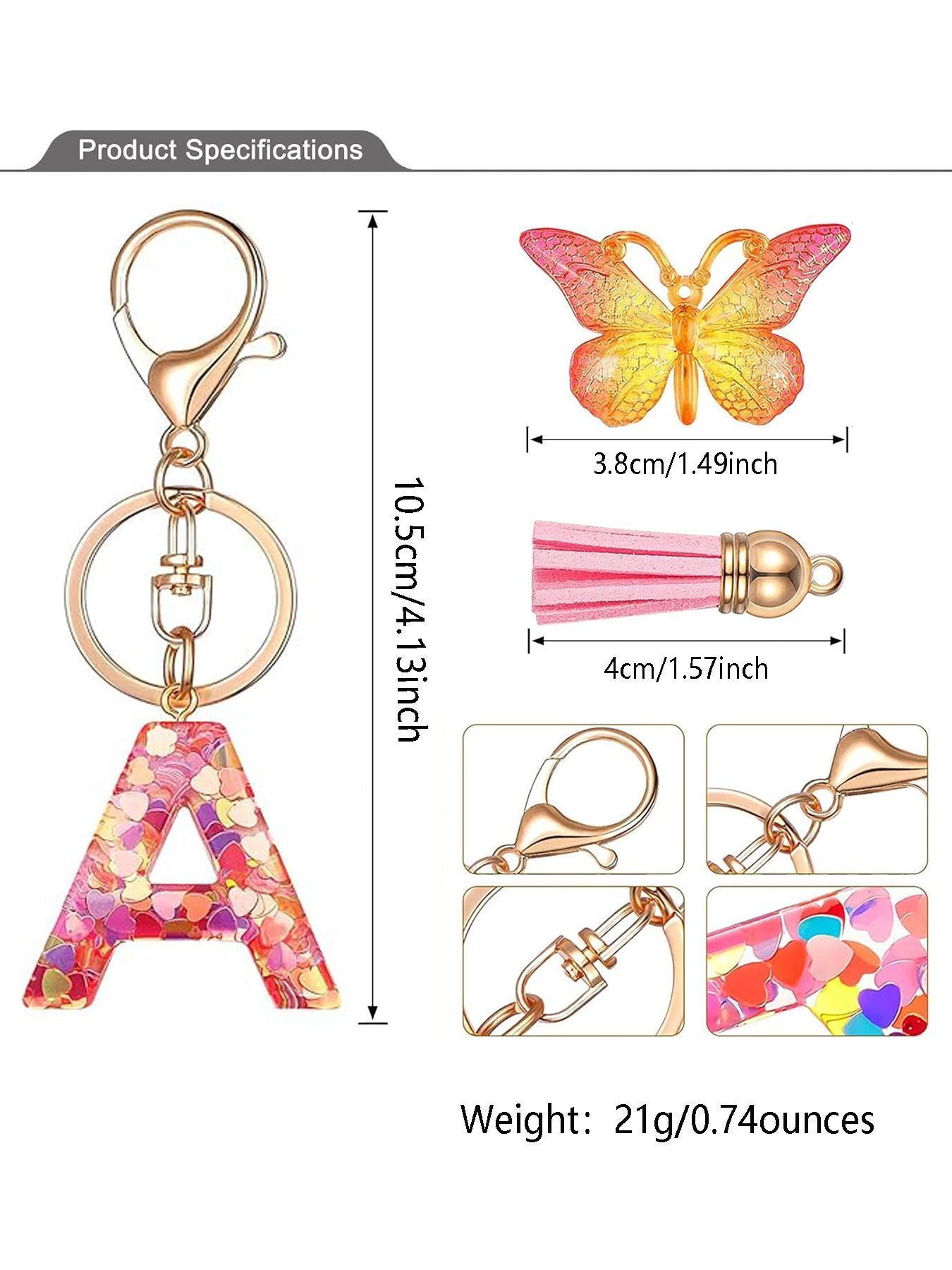 Colorful Butterfly Design Keychain, Cute Letter & Tassel Design Keychain for Women & Girls, Trendy Cute Keychain, Fashion Accessories for Daily Decoration, Stylish Keychain