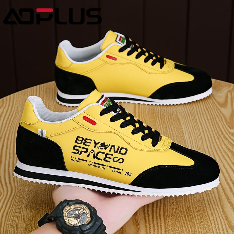 AOPLUS Men's Color Block Sneakers – Bold Yellow & Black Casual Shoes with Unique Graphic Design AOPLUS Men's Color Block Sneakers – Bold Yellow & Black Casual Shoes with Unique Graphic Design