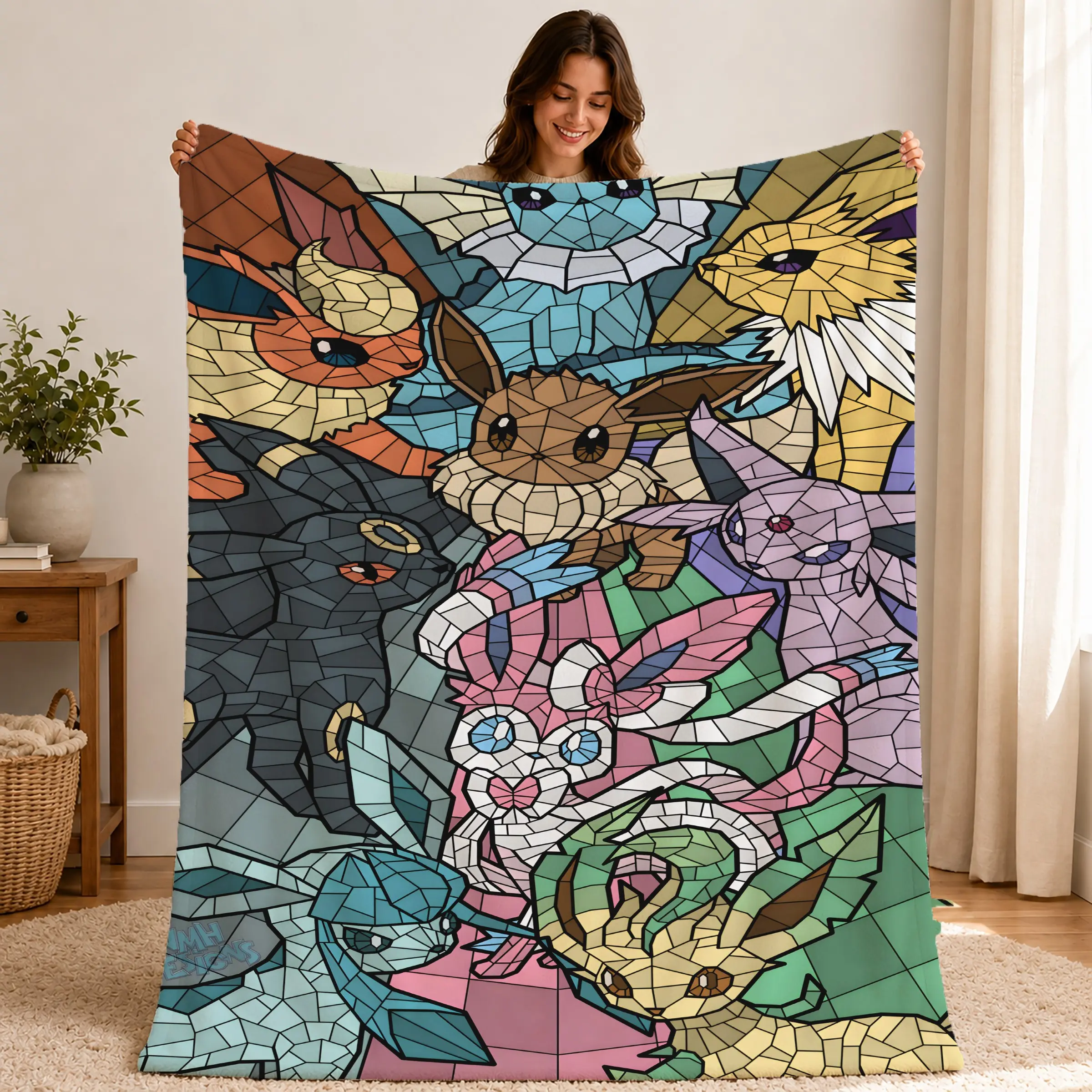 Pokémon Glass Animal Pattern Throw Blanket, Super Soft Fleece, Cozy Flannel for Sofa Couch Bed, Colorful Wildlife Gift, Christmas Halloween Gift