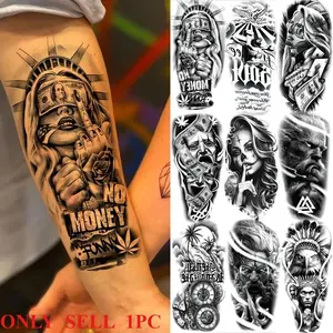 1 Sheet Chicano Gangster Zeus God Temporary Tattoos For Men Women Adults Water Transfer Fake Tattoo Sticker  Arm