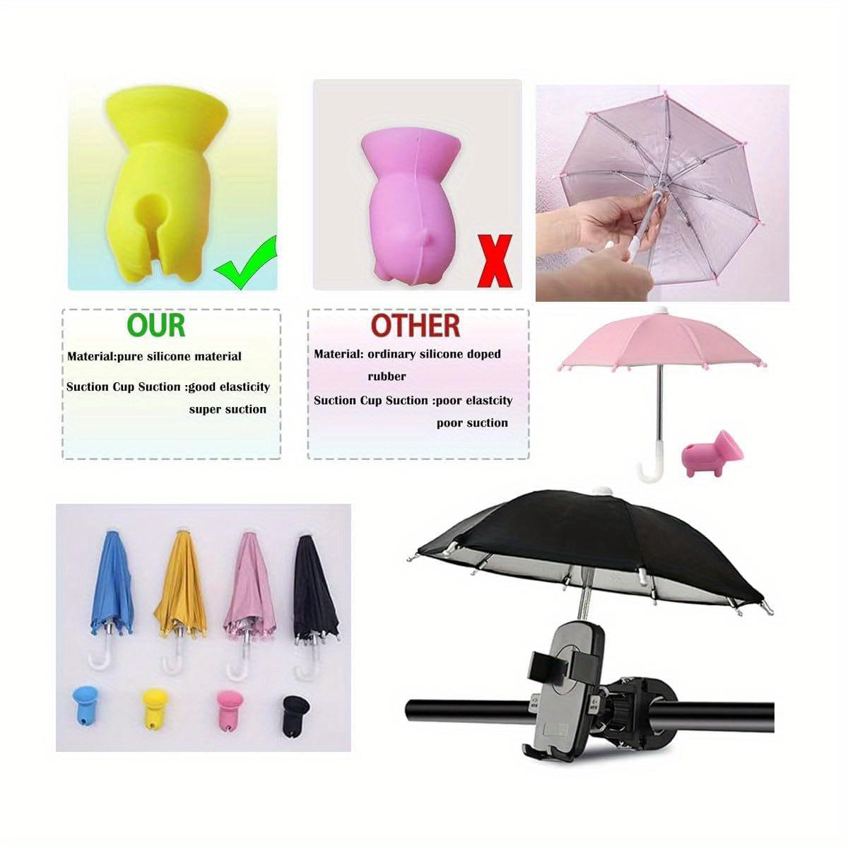 Outdoor Sun Protection Phone Umbrella Stand with Adjustable Suction Cup, Cute Design, Ideal for Beach Travel, Durable Frame, Cute Phone Stand & Sun Protector for Phone/Android Phones