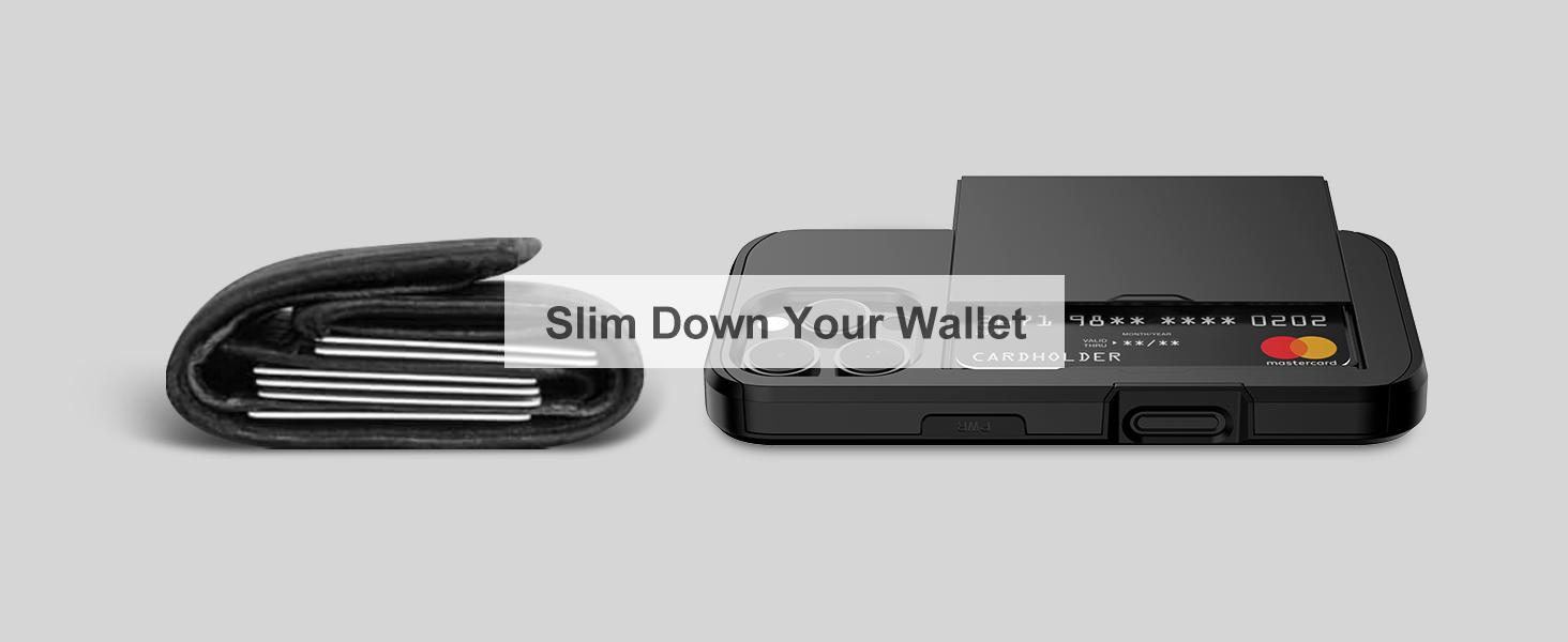 Nvollnoe Compatible with iPhone 16 Pro Case with Card Holder Heavy Duty Protective Dual Layer Shockproof Hidden Slot Slim Wallet Phone Cover for Women&Men 6.1 inch(Black)