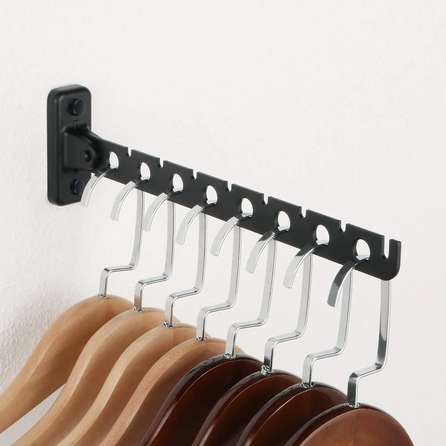 Clothes Drying Rack Wall Mounted,Foldable Coat Hanger Black,1P | Hanger Rack Clothes Hook Closet Storage Organizer,Folding Space Saving Clothes Hanger Rack for Bedroom Bathroom Laundry