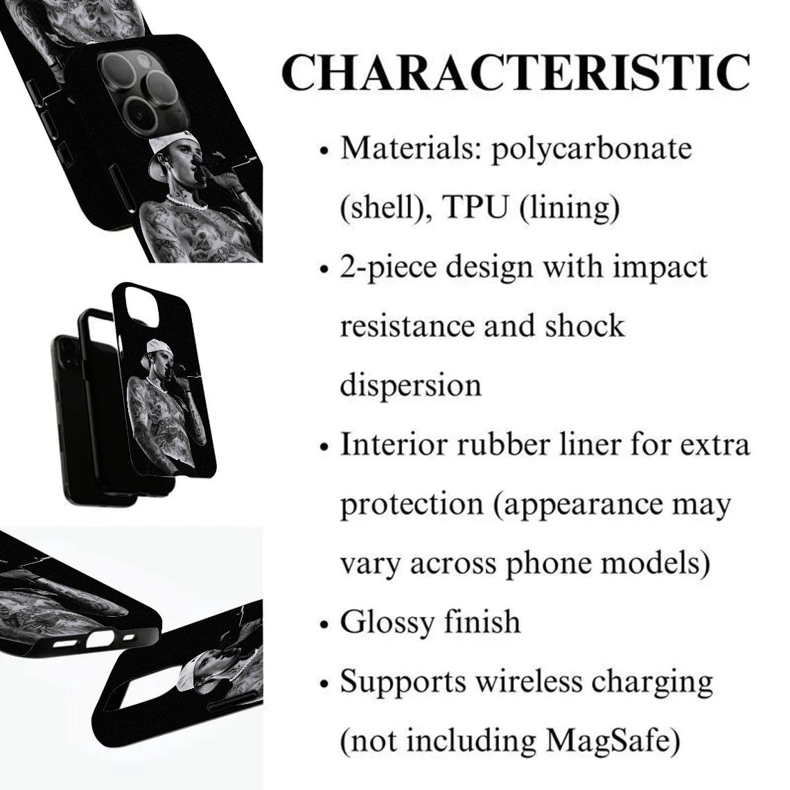 Popular Idol & Retro Artist: Bieber-Themed 2-in-1 Film-Style Phone Case — Compatible with iPhone 12, 13, 14, 15, 16, and 17 Series. This dual-layer protective case features a slim, lightweight hard-shell design and boasts excellent fade-resistant properti