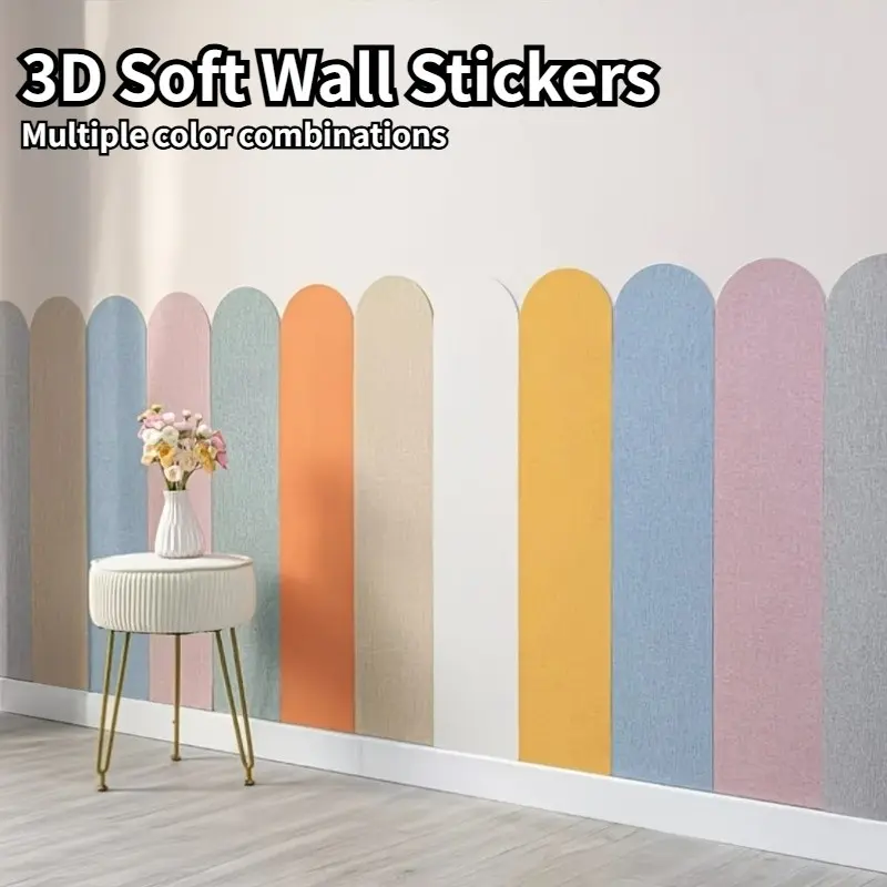 10Pcs 3D Self-Adhesive Anti-Collision Foam Wall Stickers, Accent Wall Peel And Stick, Nail Free Decoration, Multi-Color Matching, DIY Interior, Non Porous Removable Home Wall Mats, for Home Wall Decoration