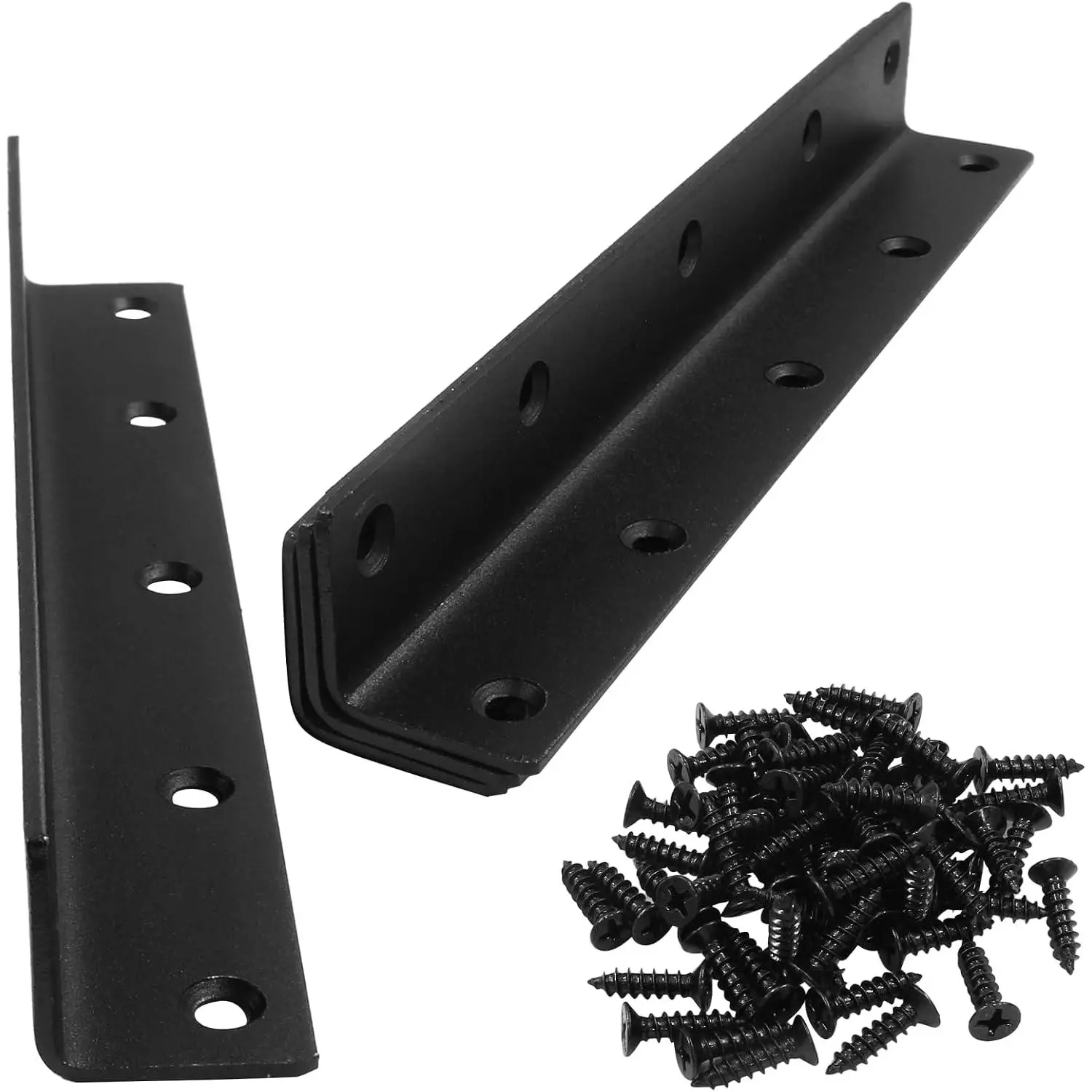 4-Count Stainless Steel L Bracket Corner Brace, 200mm/8-Inch 90-Degree Joint Fastener with Multiple Holes & Pre-Drilled Screws for Furniture Users to Reinforce Shelves on Wood Surfaces