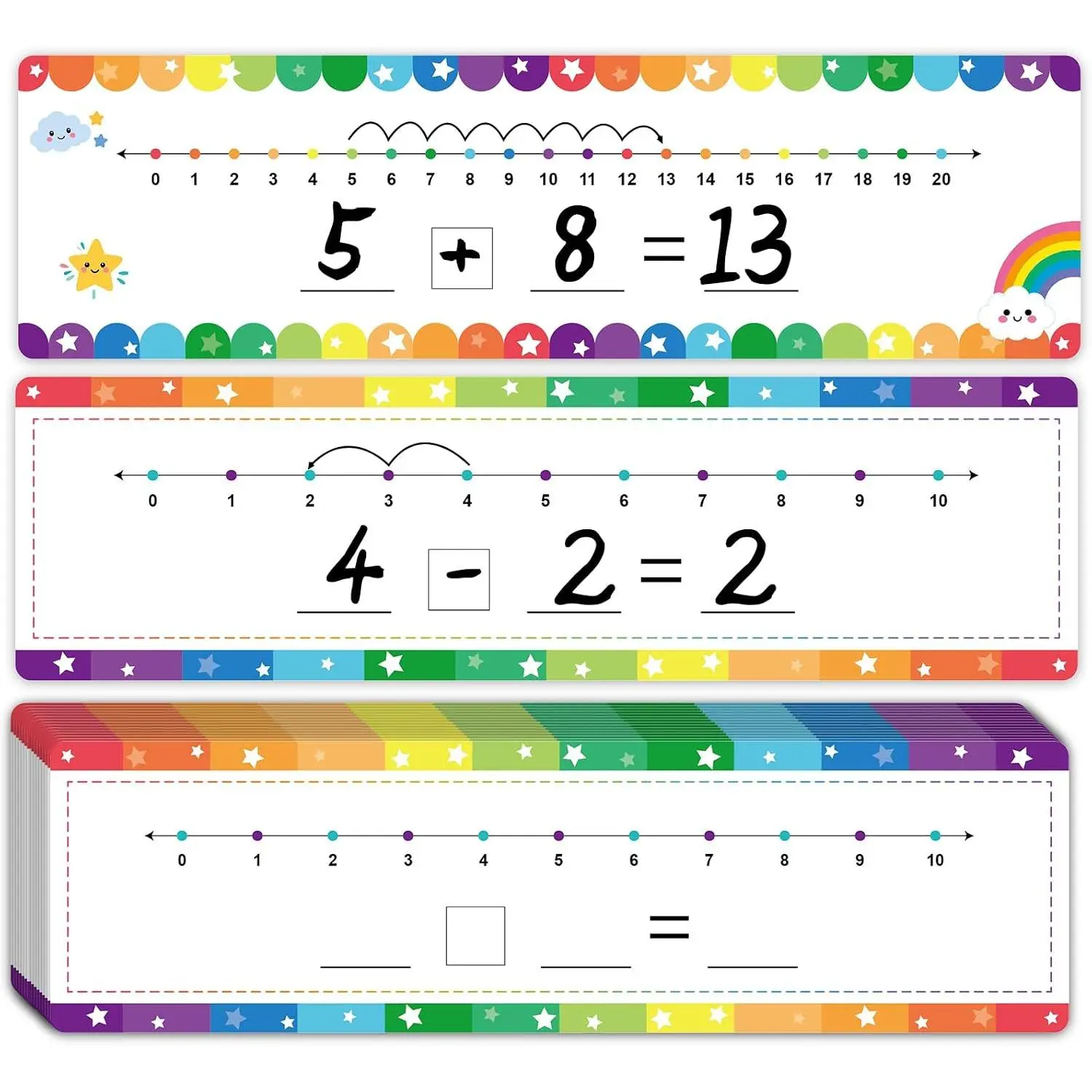 15-Pack Double-Sided Erasable Math Whiteboards with Whiteboard Surface, -10 to 10 & 0 to 20 Number Lines, 1st-2nd Grade Classroom & Homeschool Supplies for Math Skill Building