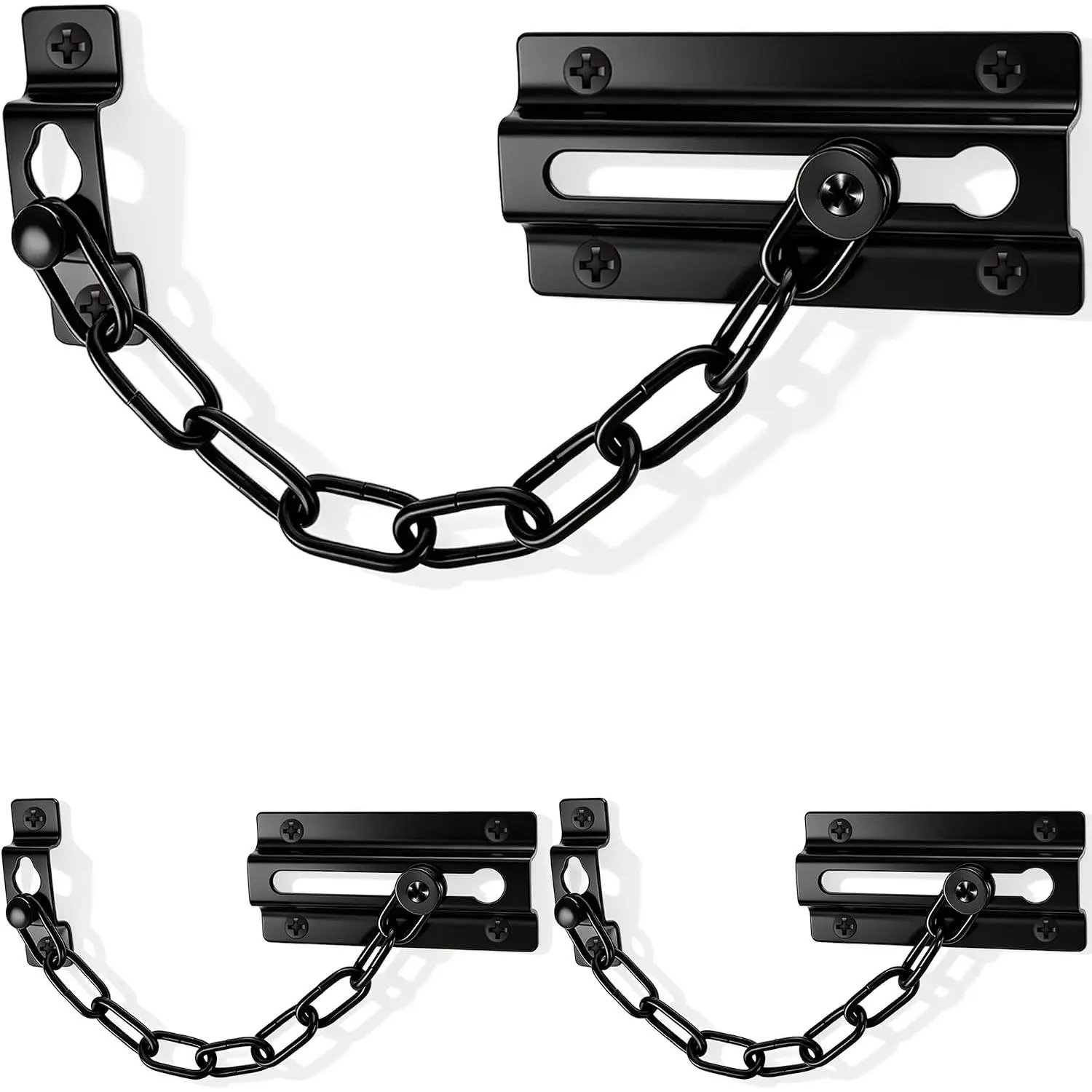 3 Pack Door Chain Lock Black, Solid Chain Locks for Inside Door