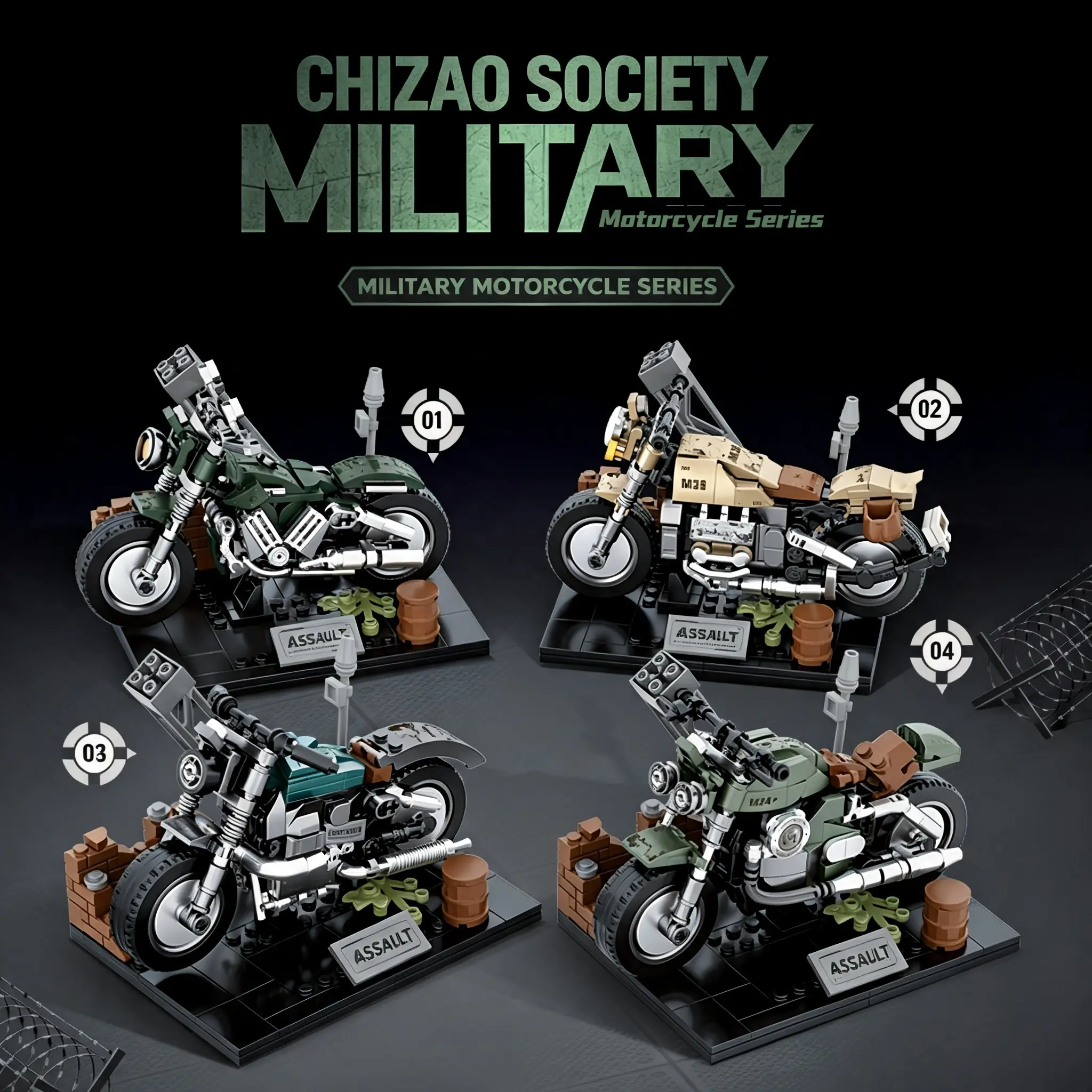 Hardcore Military Motorcycle Building Blocks Set,286‑295 PCS Small Particle Bricks Model Kit,DIY Assemble Motorbike Display Model With Scene Base,Collectible Desk Decor Ideal Gift For Hobbyists Teen Adult Building Toy, Complete Diy Set