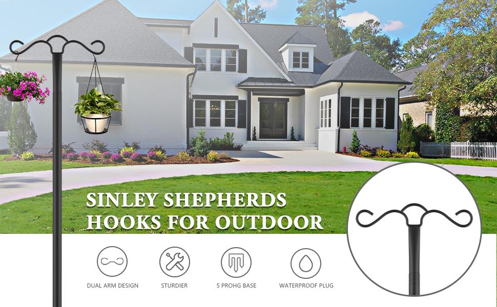 Double Shepherds Hook for Outdoor with 5 Prong Base 90 Inch Heavy Duty Two Sided Bird Feeder Pole for Hanging Lantern,Hummingbird Feeder,Lightweight Plant,Shepherds Hook for Bird Feeders Double Shepherds Hook for Outdoor with 5 Prong Base 90 Inch Heavy Duty Two Sided Bird Feeder Pole for Hanging Lantern,Hummingbird Feeder,Lightweight Plant,Shepherds Hook for Bird Feeders