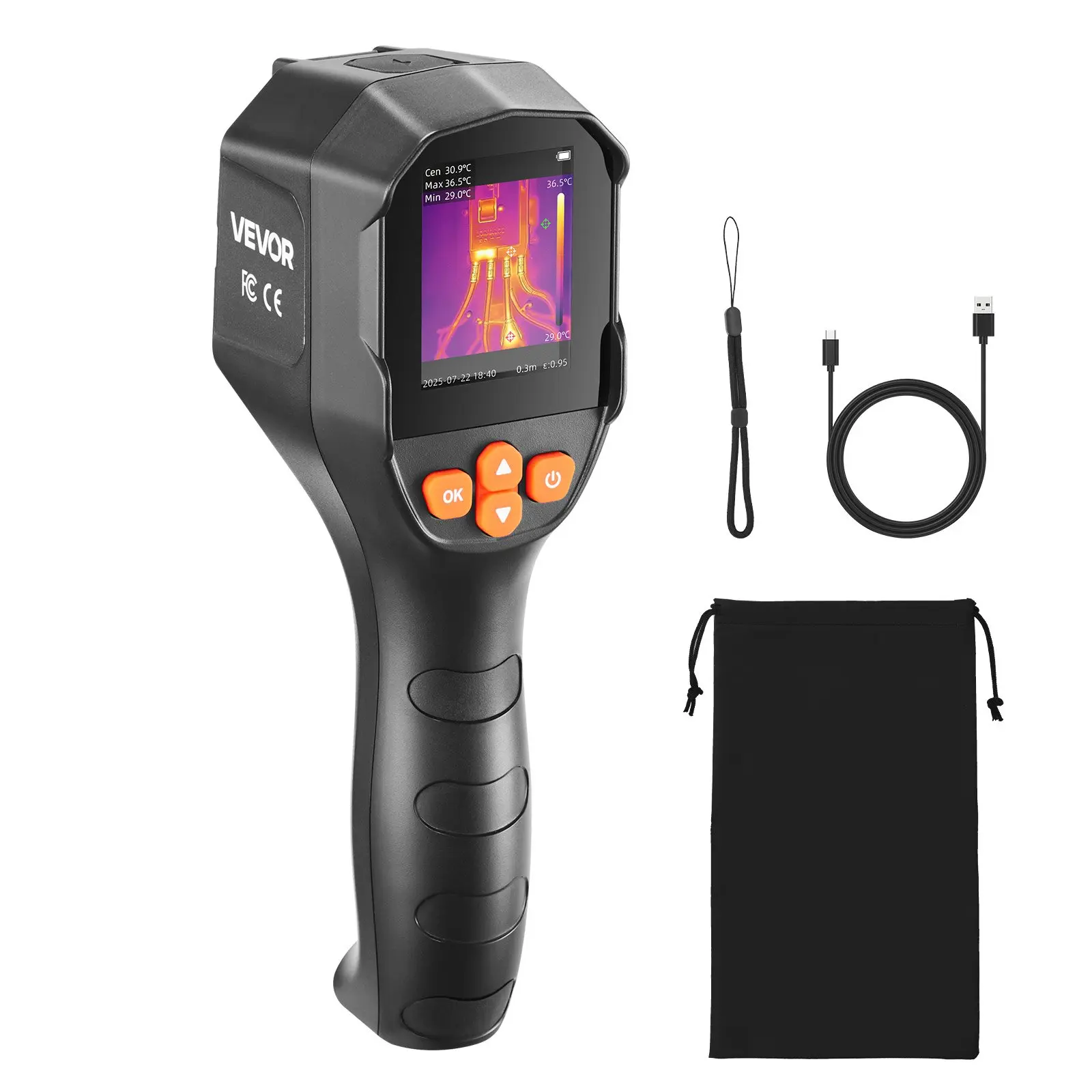 【Summerfinds】VEVOR Thermal Camera, TISR Super Resolution 240x180, Thermal Imaging Camera with 2MP Visual Camera, 96x96 IR Resolution, 25HZ Refresh Rate, -4F to 1022F, 4 Image Modes 6 Color Palettes