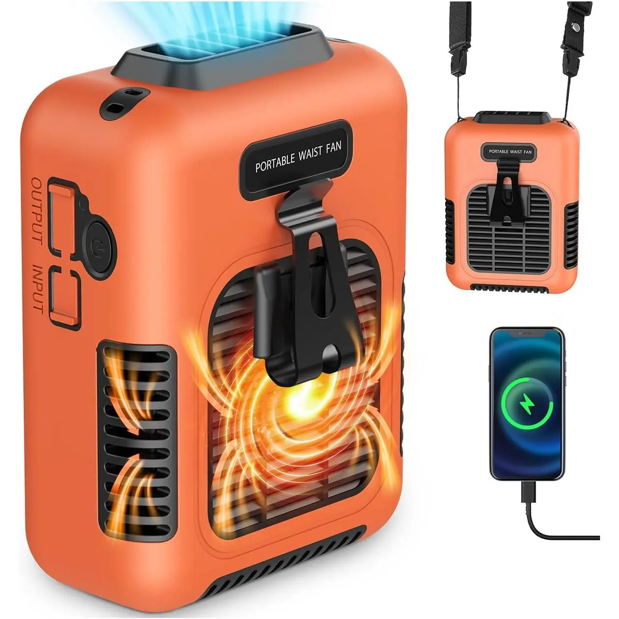 40Hours Cooling- Fan Rechargeable,Urltra-Light Personal Wearable Air Conditioner Under Shirt Fan & Lanyard,8000mAh Belt Clip   Portable Cooling Fans,Portable  Fans that Blow Cold Air