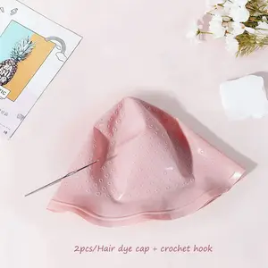 2pcs Hair Dye Caps, Reusable Silicone Highlighter Hats with Pins, Durable and Easy to Clean, Perfect for Salons and Home Use