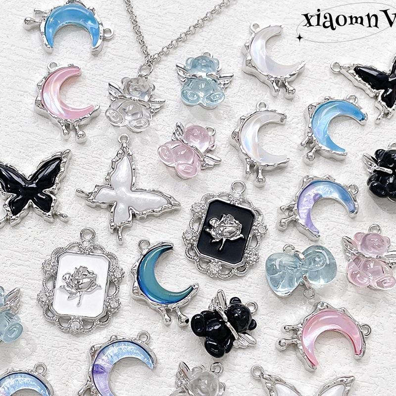 Alloy Sweet Jelly Color Bear Moon Butterfly Pendant DIY Handmade Jewelry Bracelet Necklace Bead Accessories