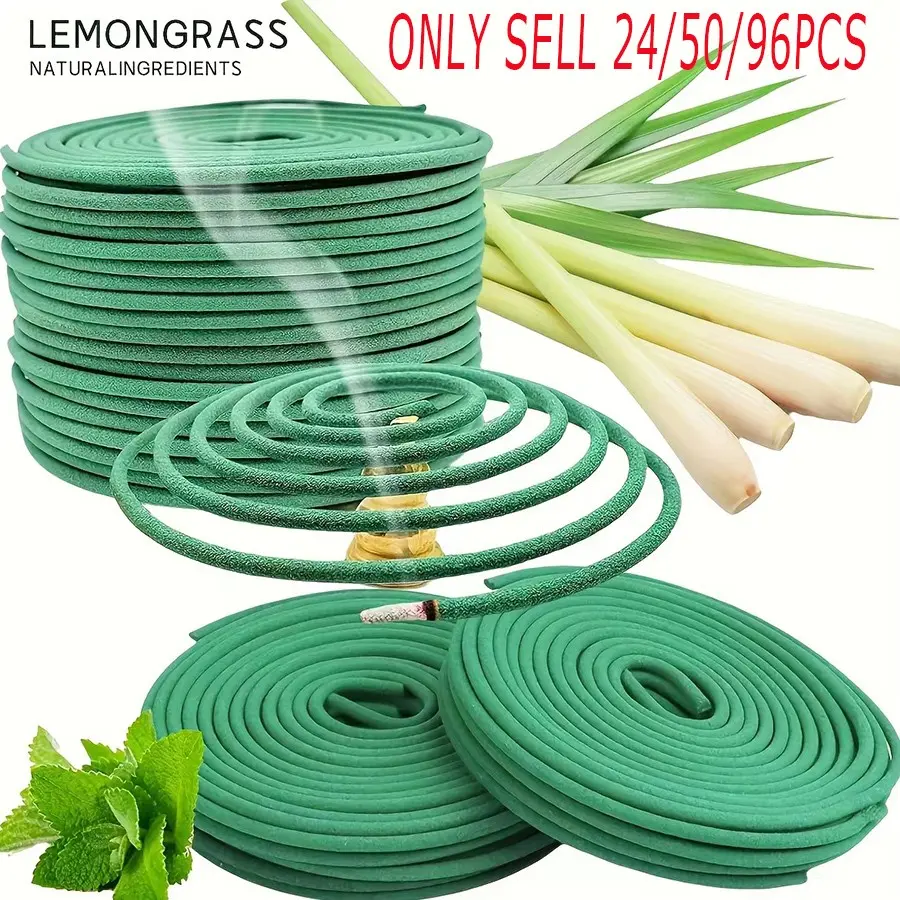 Natural Lemongrass Spiral Sticks, Aromatic, Natural Ingredients, Burns Up to 60 Minutes, Wooden Material, Solid Form, Ideal for Home, Garden, Camping & Outdoor Use