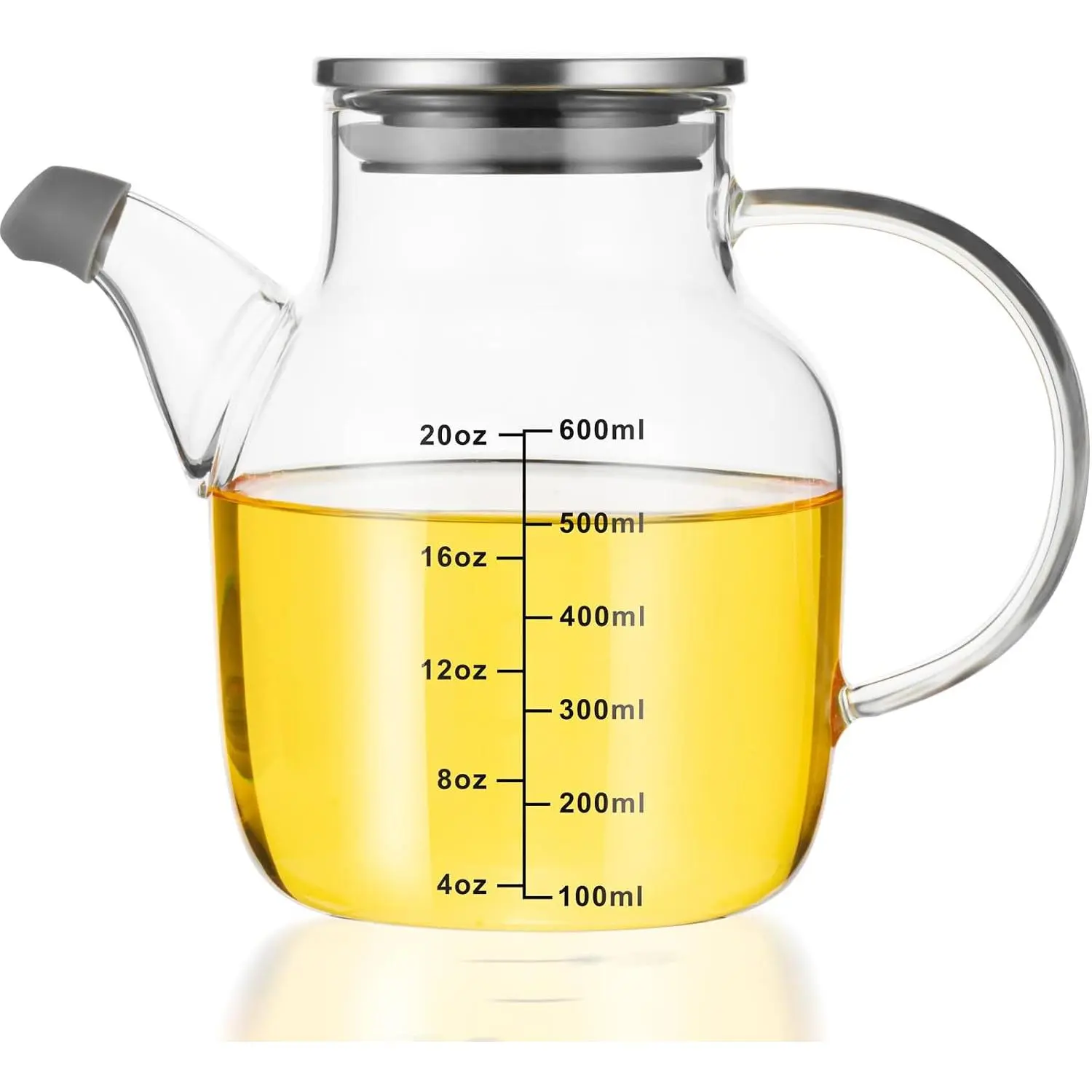 Glass Oil Dispenser Bottle with Measurements, Oil Dispenser Bottle for Kitchen, 20.3 OZ Oil Container Kitchen for Olive/Vinegar/Cooking/Soy Sauce