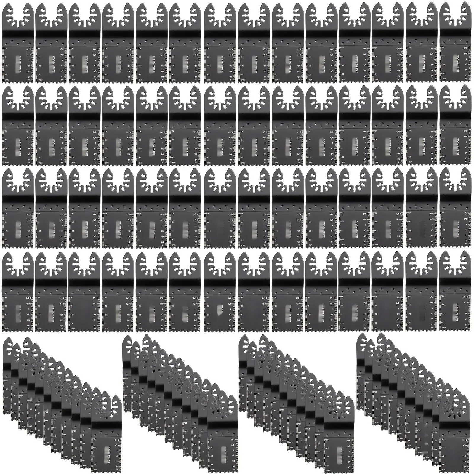 100-Piece Oscillating Saw Blades Set With Quick-Release Multitool Blades Kit For Wood And Plastic; HCS Blades Compatible With Dewalt Dremel Fein Worx Bosch Makita Milwaukee Includes Assorted Sizes For Versatile Use