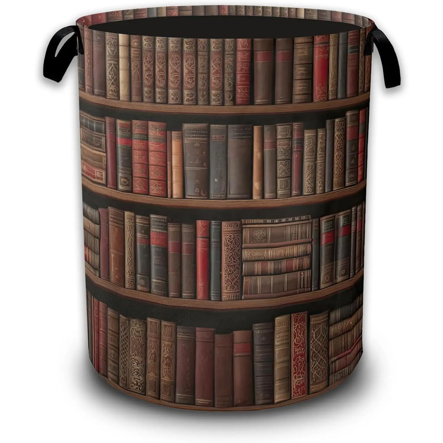 Vintage Bookshelf Laundry Baskets,Book Laundry Hamper,Storage Basket with Handles for Bathroom Bedroom College Dormitory Living Room Nursery Organizer 16"x20.8"