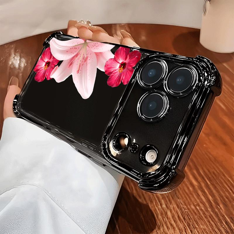 Hibiscus Bloom Case for iPhone 17 Air 16 Pro Max 15 Plus 14 13 12 11 X XS Shockproof Anti-Scratch Soft Silicone Four-corner Thickened Festive Design