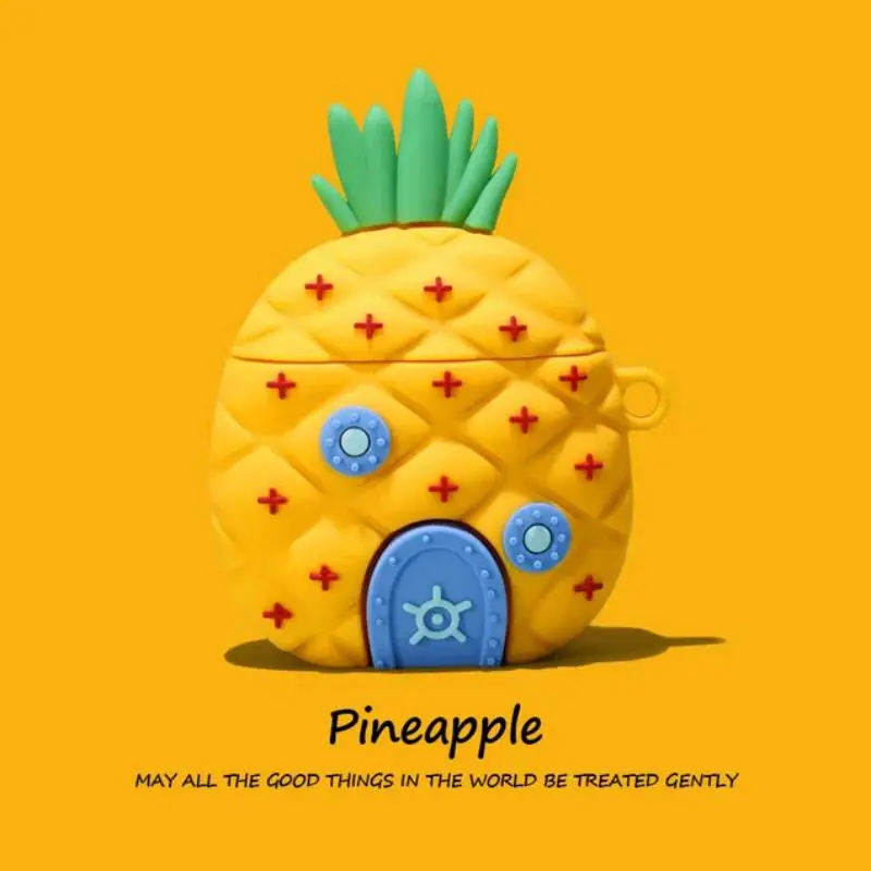 3D SpongeBob Pineapple House Silicone Protective Case for AirPods Pro 2, AirPods 4 - Fashion Unisex PC Polycarbonate Earphone Accessories Cover