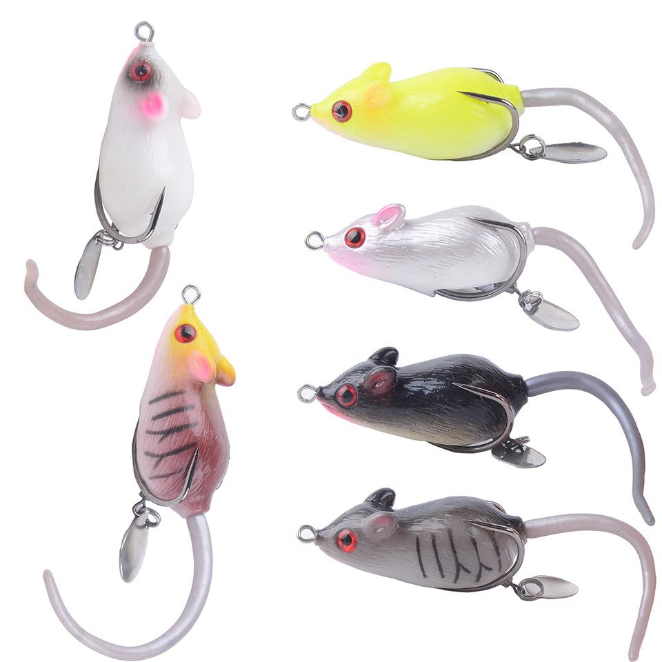 Topwater Frog Lure 4.5cm 10.5g Rat Mouse Shape with Blade Double Hooks Soft Fishing Bait