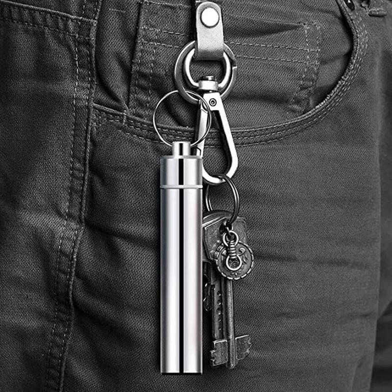 7PCS Stainless Steel Toothpick Pocket Set, Dental Floss Pick, Reusable Teeth Cleaning Tools Kit with Portable Holder, Keychain Design for Outdoor Picnic, Camping, Travel Essentials