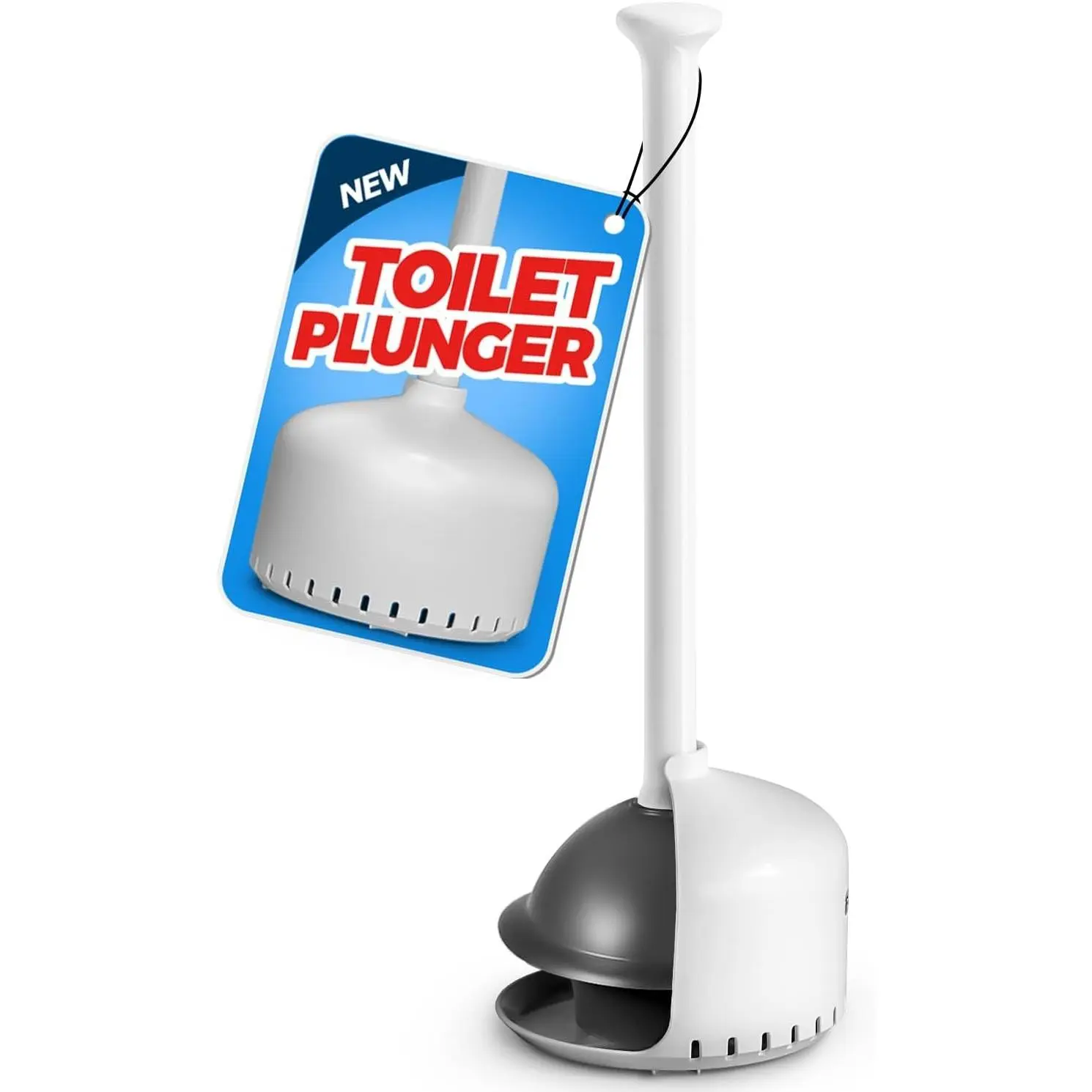 Toilet Plunger with Holder - Heavy Duty Bathroom Cleaning Tools | Plungers for Bathroom, Toilet Bowl Cleaners, Apartment  Haves, Bathroom Decor Accessories,  Essentials, White