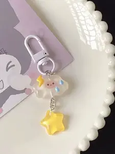 Star Beaded Keychain Keyring Cloud&lightning Colorful Star Beads Gemstone Charm, Cute Design for All Seasons, Ideal for Handbags & Backpacks