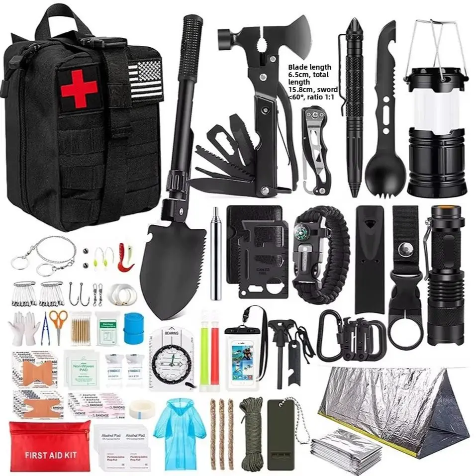 Outdoor Camping Gear Set, Survival Tool Kit, Emergency Pack for Wilderness Adventures, Essential Camping Equipment, Outdoor Exploration Supplies