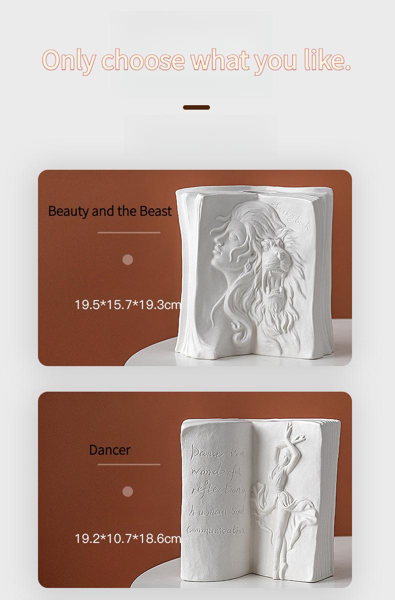 INS ceramic bookend stand creative human body vase home bookshelf desktop storage office bookend decoration