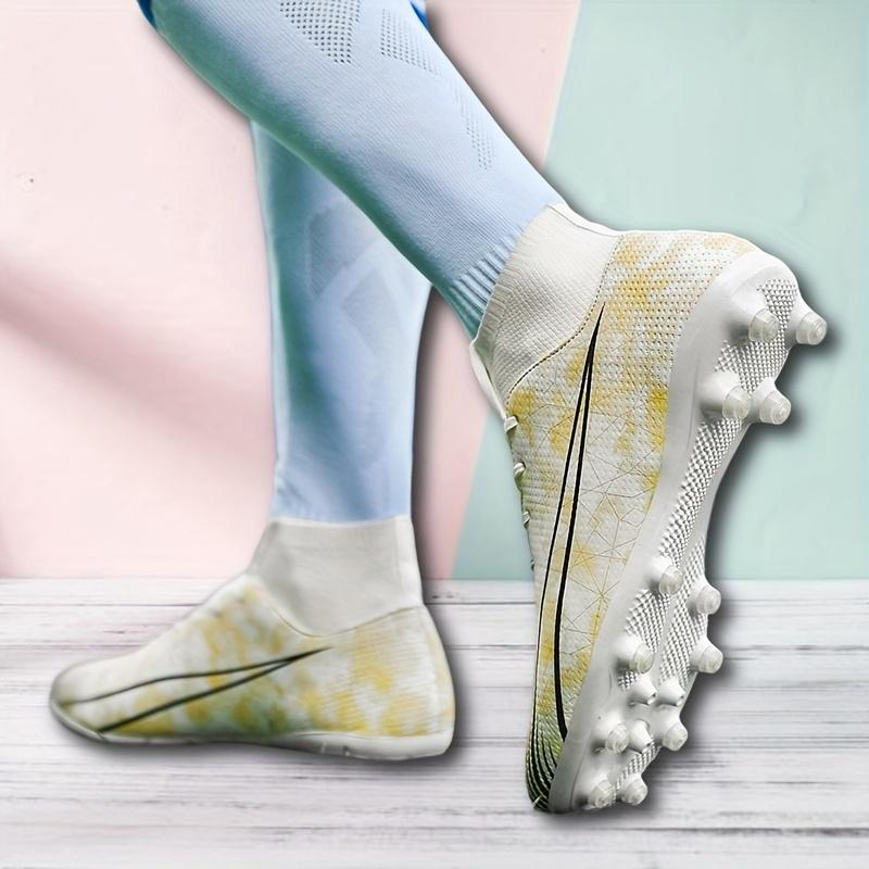 LISM Men's Soccer Cleats - Lace-Up Football Shoes with Cushioned PU Sole, Non-Slip Traction for Sports, Gym, Casual - Black/Blue Accent Sneakers (Unisex-like Design) - Easy-Clean Footwear, Indoor Soccer Shoes, Comfortable Fabric Insole, Sports Footwear, S