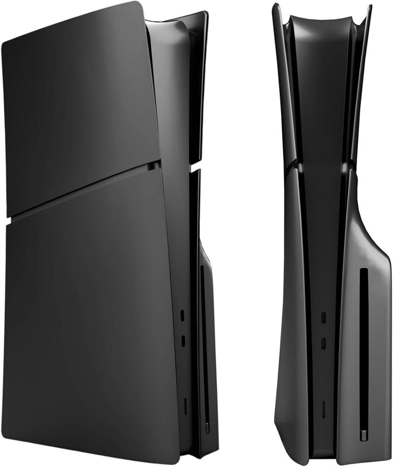 Slim Disc Edition Cover Plates for  PS5 Slim Console, Shell Panels Compatible with  5 Slim Accessories Protective Replacement Faceplate (Black)