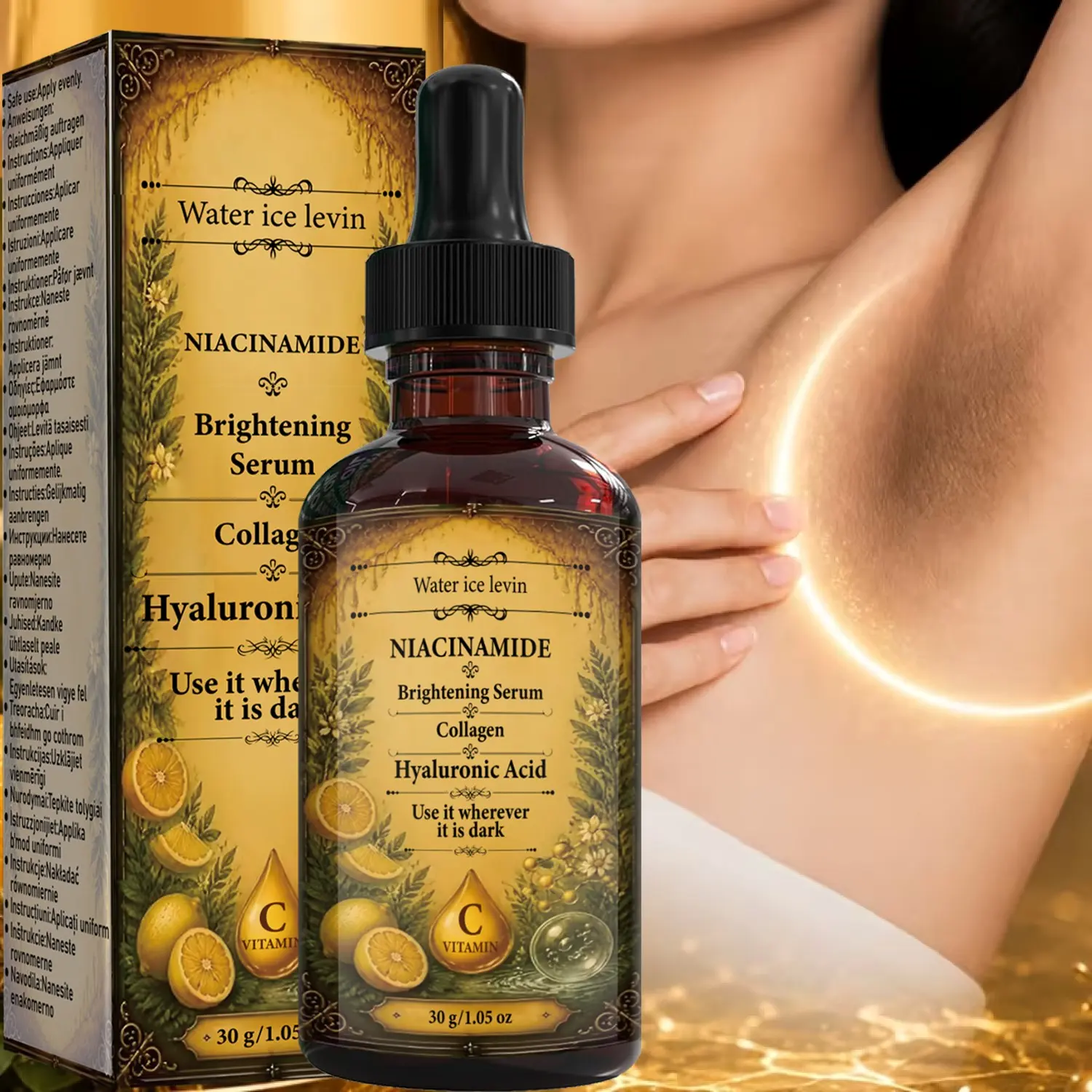 Niacinamide Brightening serum, Rich in Collagen, Niacinamide, Vitamin C, Targets Inner Thighs, Elbows, Knees, Hips, Improves Skin Tone, Smooths Texture