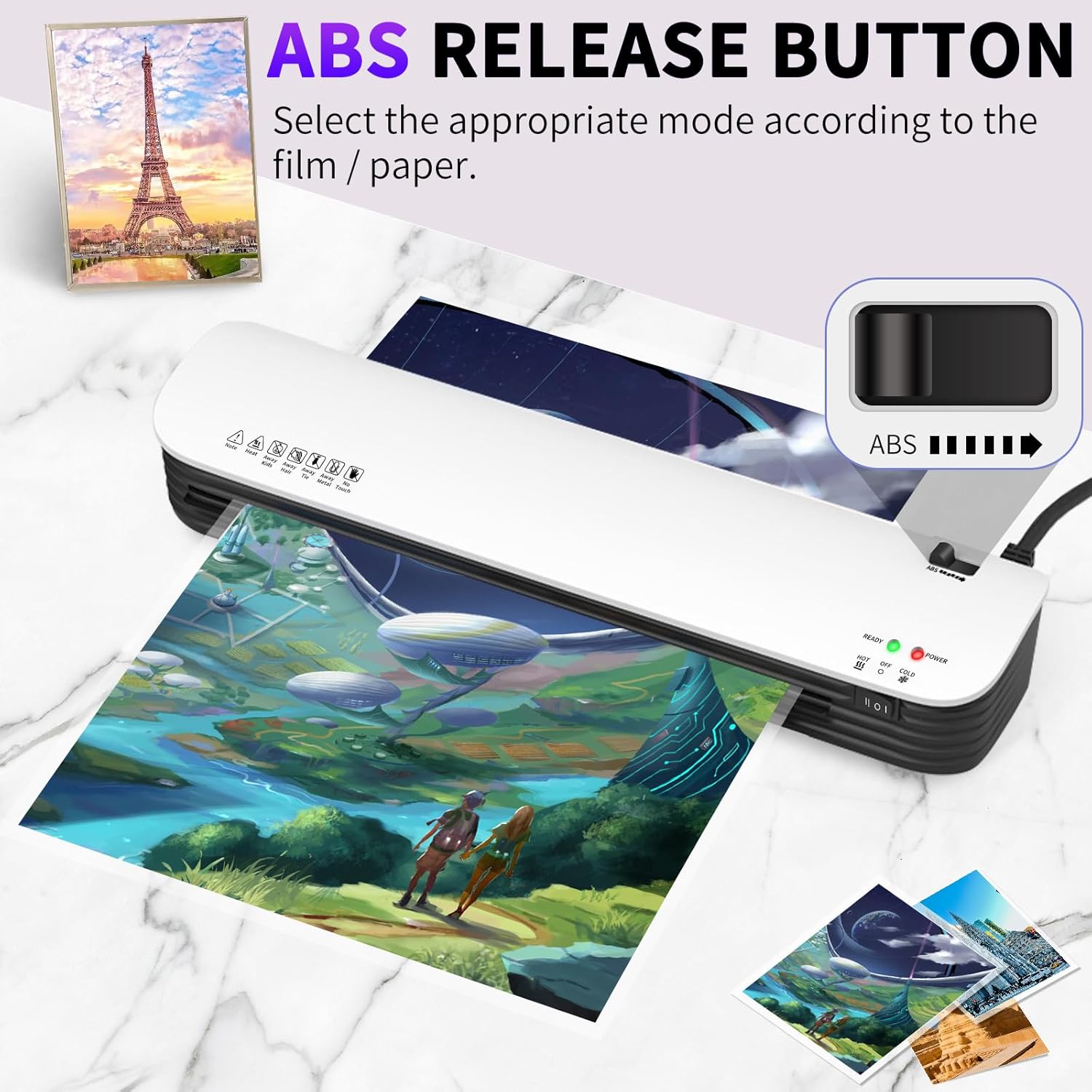 13 Inch Laminator Machine for Documents and Photos, 6 in1 A3/A4 Thermal Laminator Machine with Never Jam Technology, 15 Laminating Sheets, Use for  Office School or Business