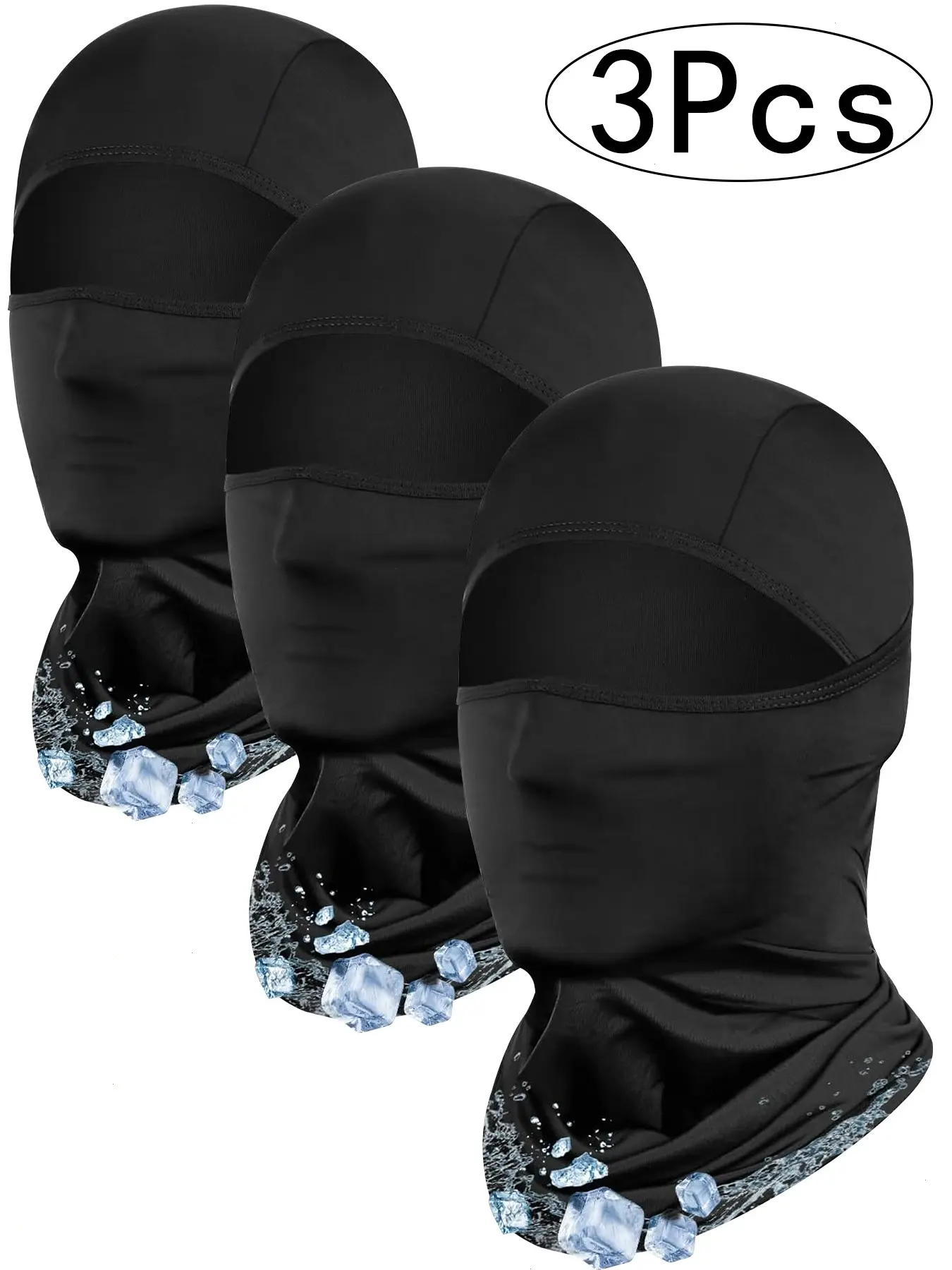3Pcs Ski Mask Balaclava Headwear Shiesty, Motorcycle Summer Ice Silk Cooling Thin Breathable Protection for Men Women