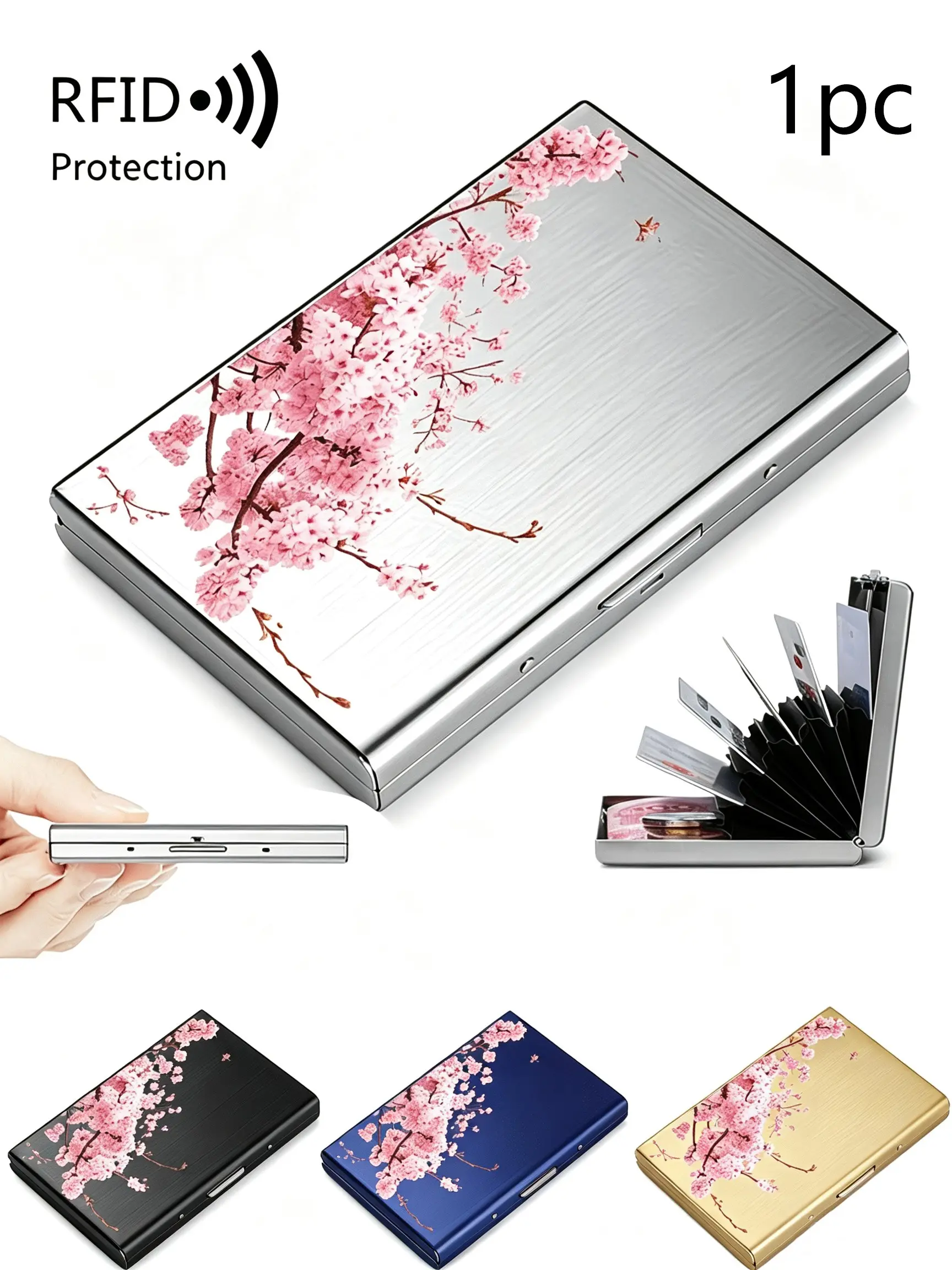 Aluminum Alloy Credit Card Holder, 10 Slots Accordion Card Wallet, Slim Anti-Scan Metal Card Case, Portable Business ID Card Organizer for Men