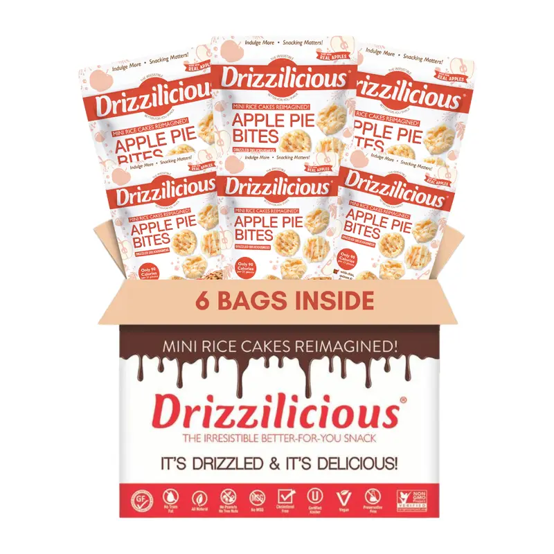 NEW! 6 Pack Drizzilicious Apple Pie Mini Rice Cakes  - 4oz Bags