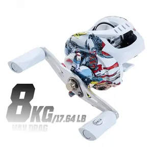 DeepJaw Outfitters Graffiti Painted Low Profile Baitcasting Reel, High Drag Heavy Duty Frog Fishing Reel for Heavy Cover Bass, Long Cast Design Baitcaster for Thick Weed Black Bass Fishing Freshwater Tackle