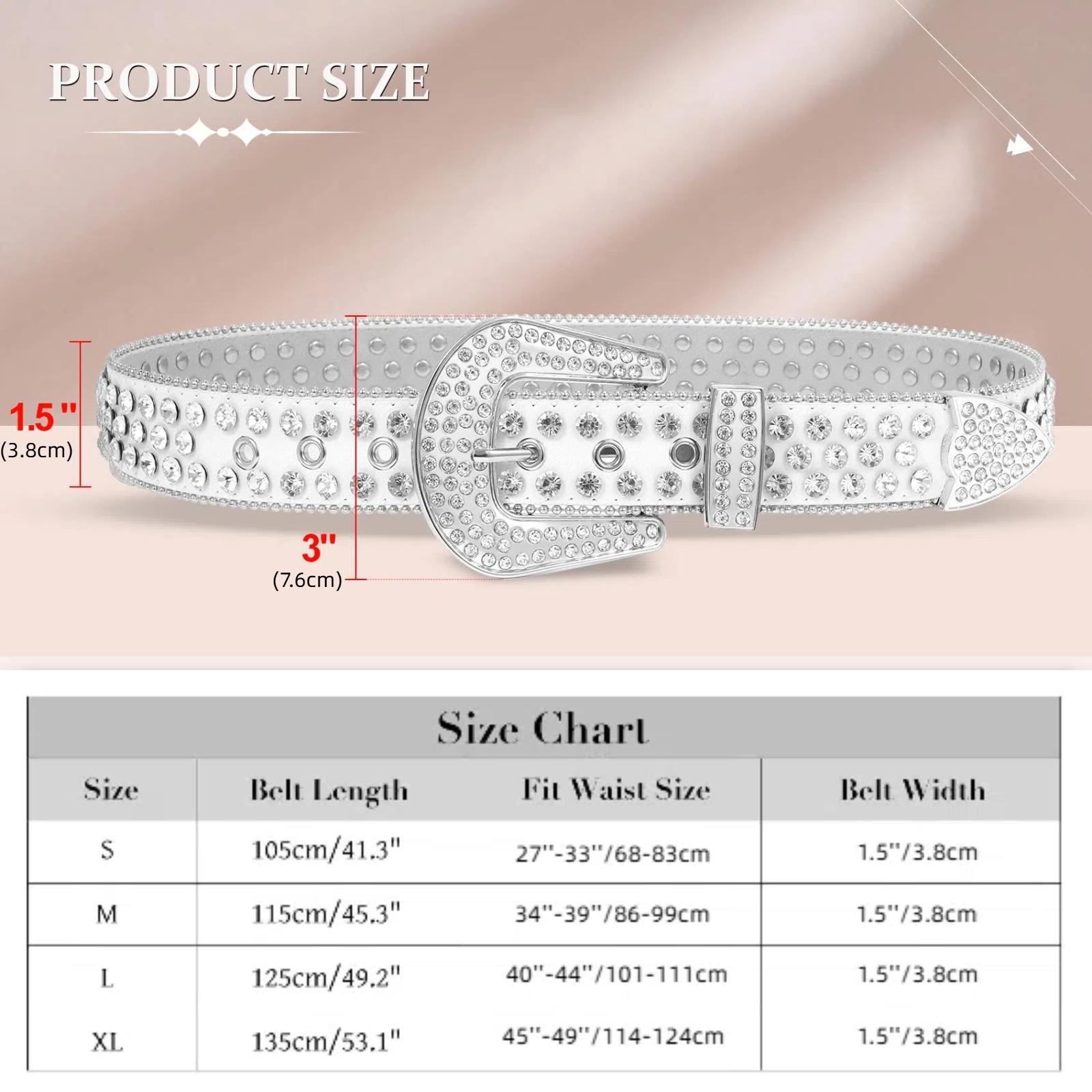 ZQTIVE Women's Rhinestones Leather Belt - A Blinging Cowgirl Must-Have! Western-Inspired Studded Waist Belt, Perfect Accent for Jeans, Pants, and Beyond, Showcasing Your Unique Western Spirit
